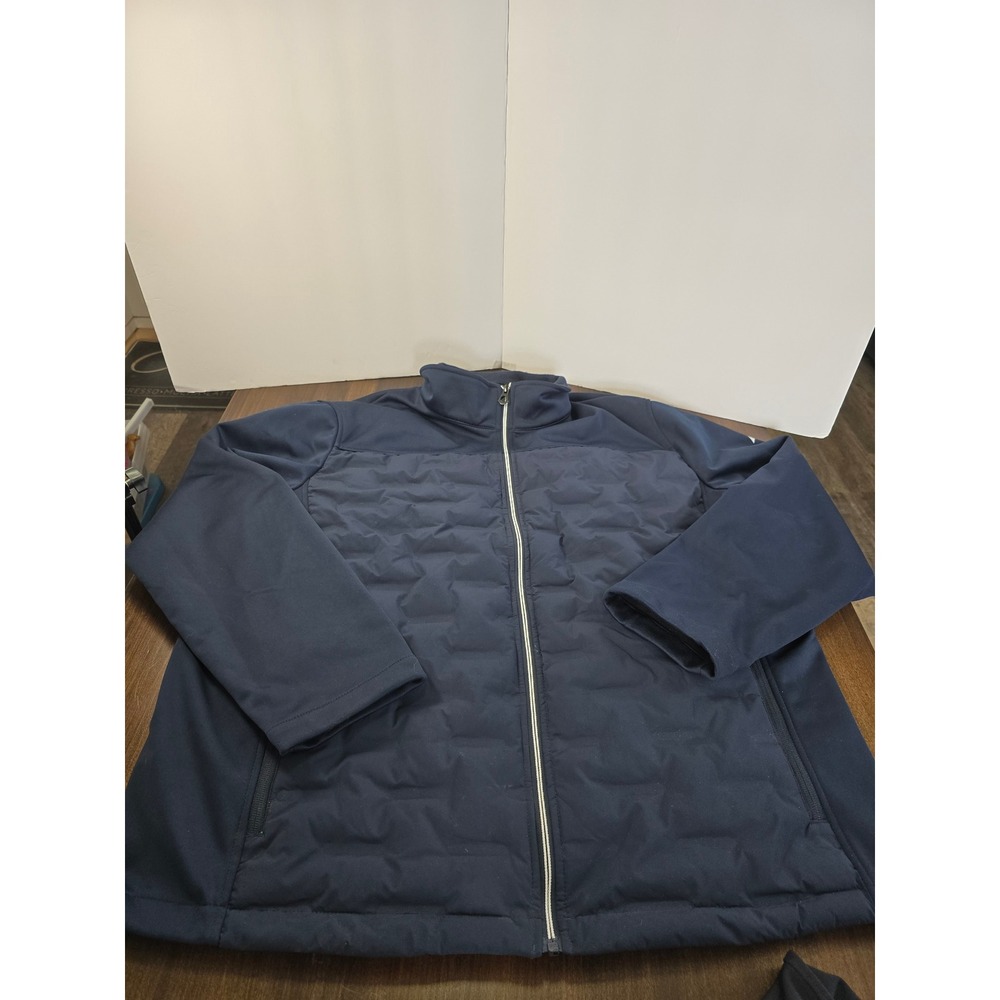 Nautica Mens XXL Navy Blue Quilted Mixed Media Softshell Jacket Water Resistant